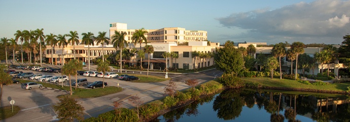 Jupiter Medical Center as seen from the SE corner of the property.