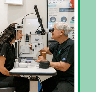 Ophthalmologist Dr. Monroe Benaim performing comprehensive eye exams